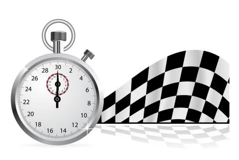 Checkered flag with a stopwatch Stock Illustration