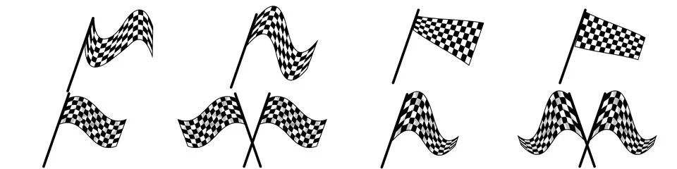 Checkered flag vector set illustration isolated on white background Stock Illustration