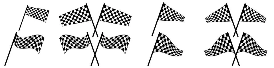 Checkered flag vector set illustration, chequered flag isolated on white back Stock Illustration