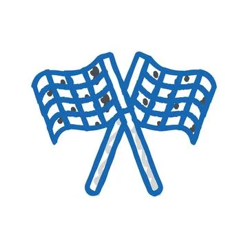 Checkered flag vehicle auto icon doodle illustration Stock Illustration