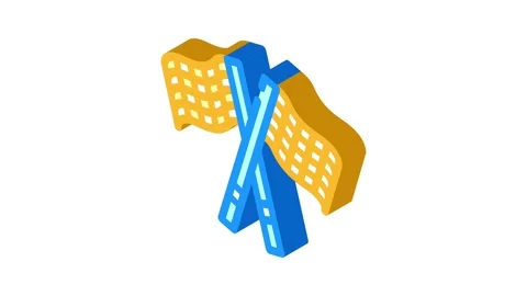 Checkered flag vehicle auto isometric icon animation Stock Footage 327291192