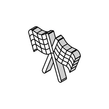 Checkered flag vehicle auto isometric icon vector illustration Stock Illustration