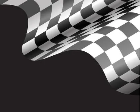 Checkered flag wave on black design for race championship background vector. Stock Illustration