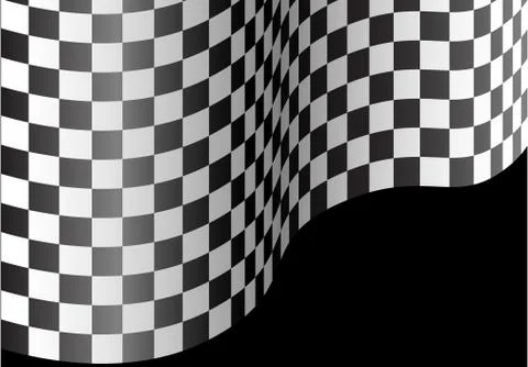 Checkered flag wave on black ground vector. Stock Illustration