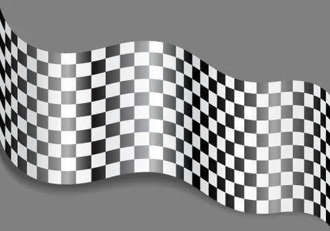 Checkered flag wave on gray design for race background vector. Stock Illustration