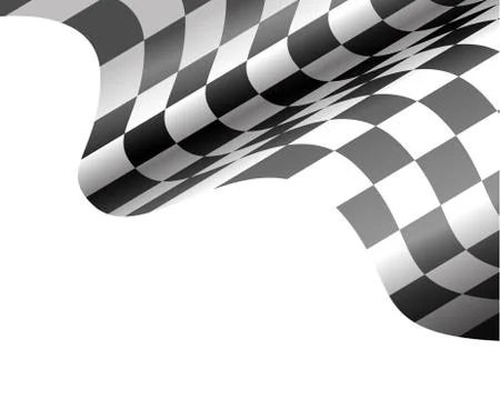 Checkered flag wave on white blank space for text place Stock Illustration