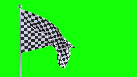Checkered flag waving 3d  isolated green screen 動画素材 315096250