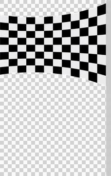 Checkered flag waving on a gray pole against a black background, symbolizin.. Stock Illustration