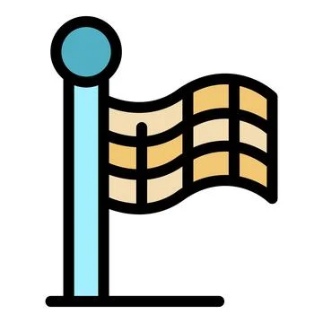 Checkered flag waving on a pole symbolizing motorsport racing and competition Stock Illustration