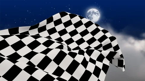 Checkered flag waving in starry night 库存影片 105233583