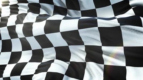Checkered flag waving on sun. Seamless loop with highly detailed fabric texture. Stock Footage 89213296