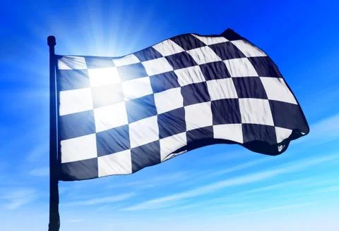Checkered flag waving on the wind Illustrazione stock