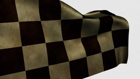 Checkered flag with worn fabric fluttering in the wind in a looping animation Stock Footage 330786283