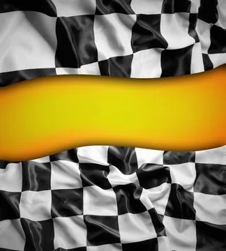 Checkered flag on yellow Stock Photos