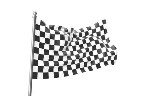 Checkered Flags. Racing flag, 3d rendering isolated on white Stock Illustration