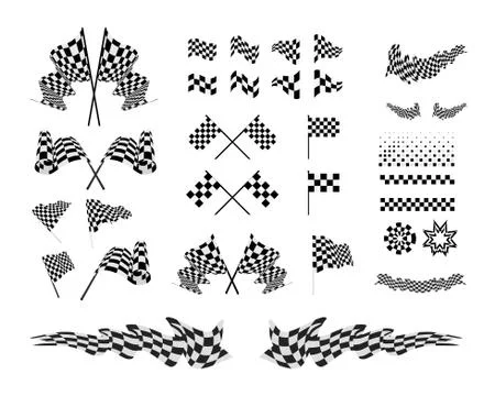 Checkered flags set illustration Stock Illustration