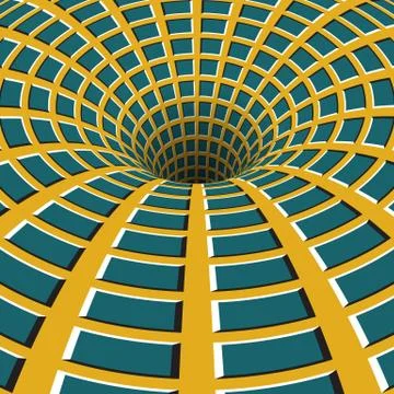 Checkered funnel. Rotating hole. Optical illusion Stock Illustration