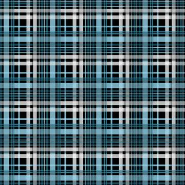 Checkered gingham fabric seamless pattern in black, white and blue, vector. EPS Illustrazione stock