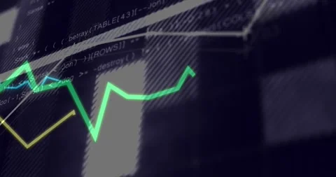 Checkered grid filling colored lines oscillating trend smoothing scrolling code Stock Footage 318259461