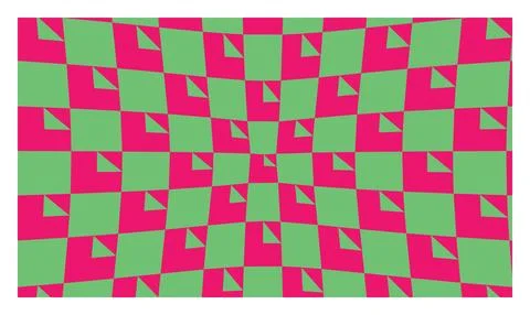 Checkered grid pattern in pink and green with curved lines and small corner.. Stock Illustration
