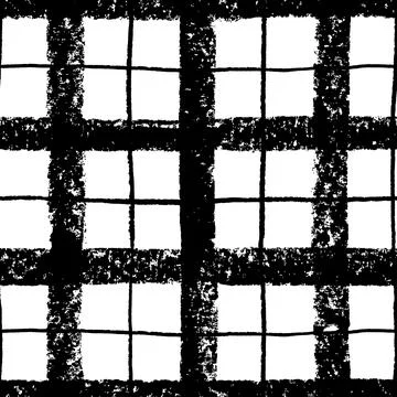 Checkered hand drawn black vector seamless pattern Stock Illustration