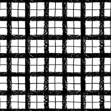 Checkered hand drawn black vector seamless pattern Stock Illustration