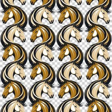 Checkered Horses Heads Pattern | Vector2025-178dvm Stock Illustration