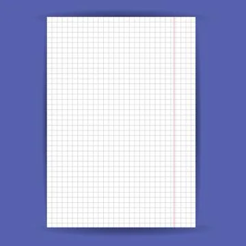 Checkered notebook paper on  blue background. vector 스톡 일러스트