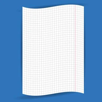 Checkered notebook paper on  blue background. vector Stock Illustration