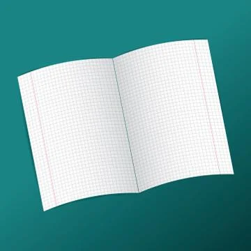 Checkered notebook paper on  blue background. vector Stock Illustration