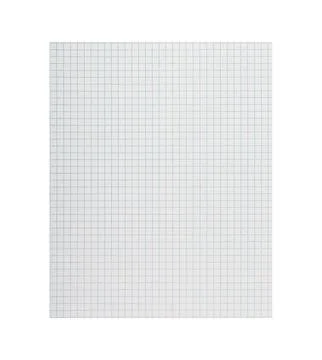 Checkered Paper Sheet with Close-Up Grid on Isolated White Background for Not Stock Photos