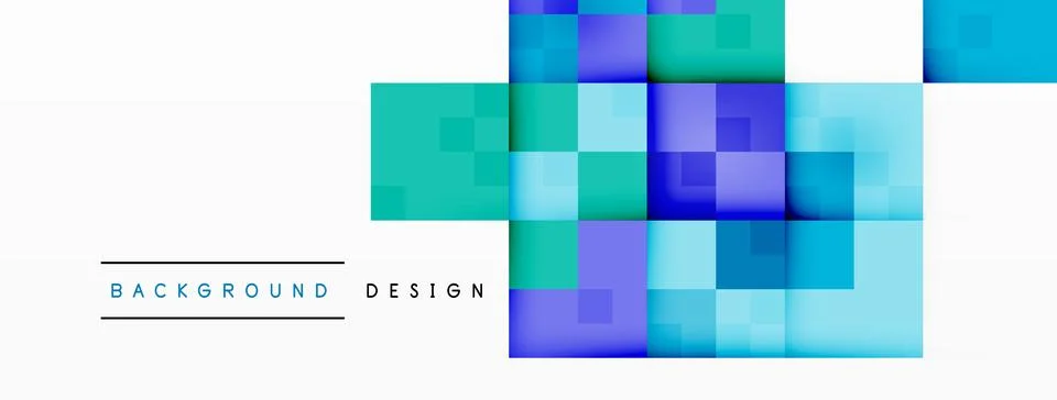 Checkered pattern with azure and aqua rectangles on white background Stock Illustration