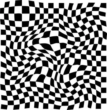 Checkered pattern background, checkerboard distorted squares Illustrazione stock