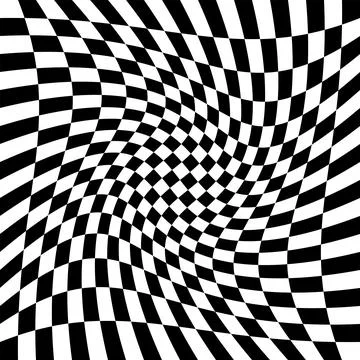 Checkered pattern background, checkerboard distorted squares Stock Illustration