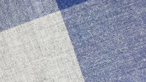 Checkered Pattern Of Blue Shades On Woven Fabric. - Macro Stock Footage 167050611