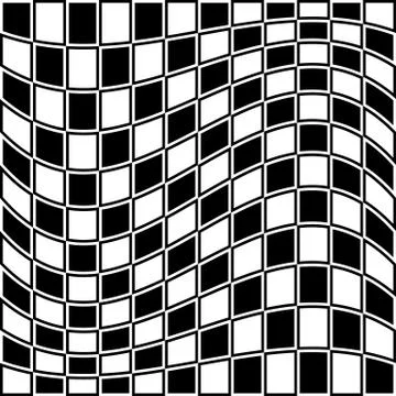Checkered pattern with distortion effect. Opposite color border on squares. Stock Illustration