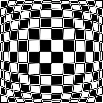 Checkered pattern with distortion effect. Opposite color border on squares. Stock Illustration