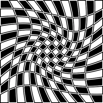 Checkered pattern with distortion effect. Opposite color border on squares. Stock Illustration