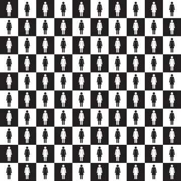 Checkered pattern with female silhouette Stock Illustration