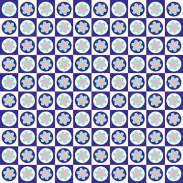 Checkered pattern with flowers Illustrazione stock