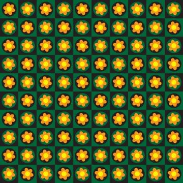 Checkered pattern with flowers Stock Illustration