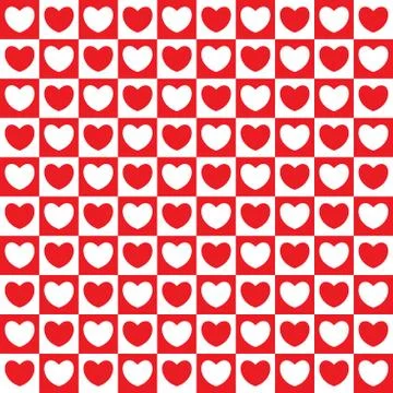 Checkered pattern with hearts Stock Illustration