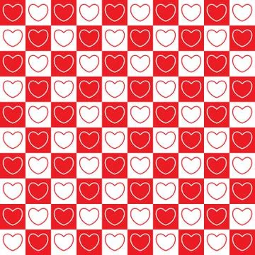 Checkered pattern with hearts Stock Illustration