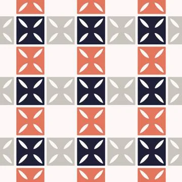 Checkered pattern. Vector seamless background with squares and crossed abstra Stock Illustration