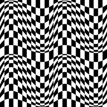 Checkered pattern(s) with distortion, deformation effect. Repeatable. Illustrazione stock