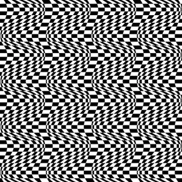 Checkered pattern(s) with distortion, deformation effect. Repeatable. Illustrazione stock