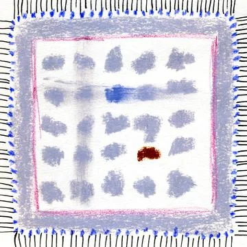Checkered plaid dots background. Blue and pink watercolor ink hand drawn char Stock Illustration