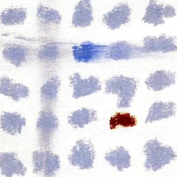 Checkered plaid dots background. Blue and pink watercolor ink hand drawn char Stock Illustration