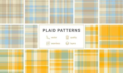 Checkered plaid patterns in a colorful collection, great for textile, wallp.. Stock Illustration