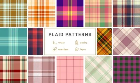 Checkered plaid patterns in a colorful collection, great for textile, wallp.. Illustrazione stock